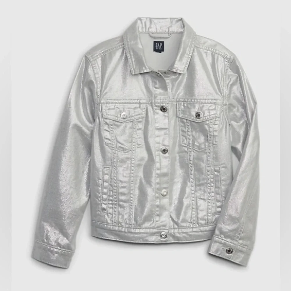 GAP Shimmering Silver Denim Jacket Size LX 12-13